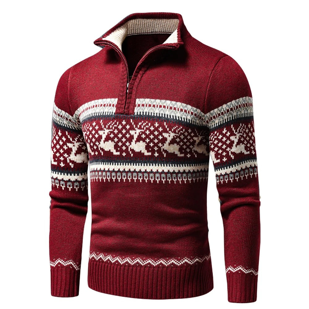 Gezellige wintertrui met rits en hoge kraag voor heren – Heren Comfortabel Warm Model Lars
