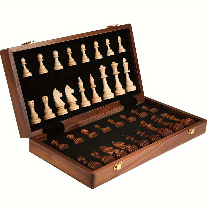 RoyalWood Luxe Schaakset – Massief Houten Schaakbord met Fijn Gedetailleerde Stukken