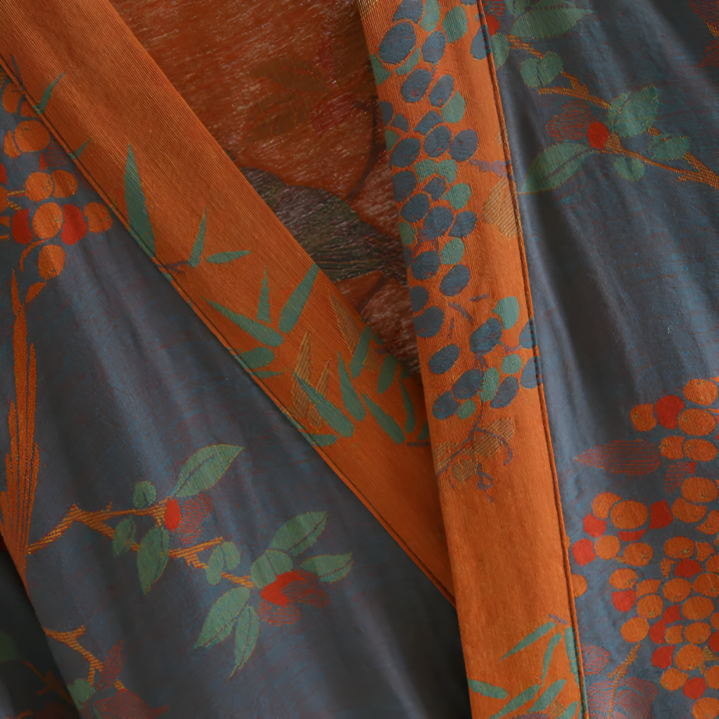 Lichte Retro Katoenen Badjas – Jacquard Ontwerp met Tailleband
