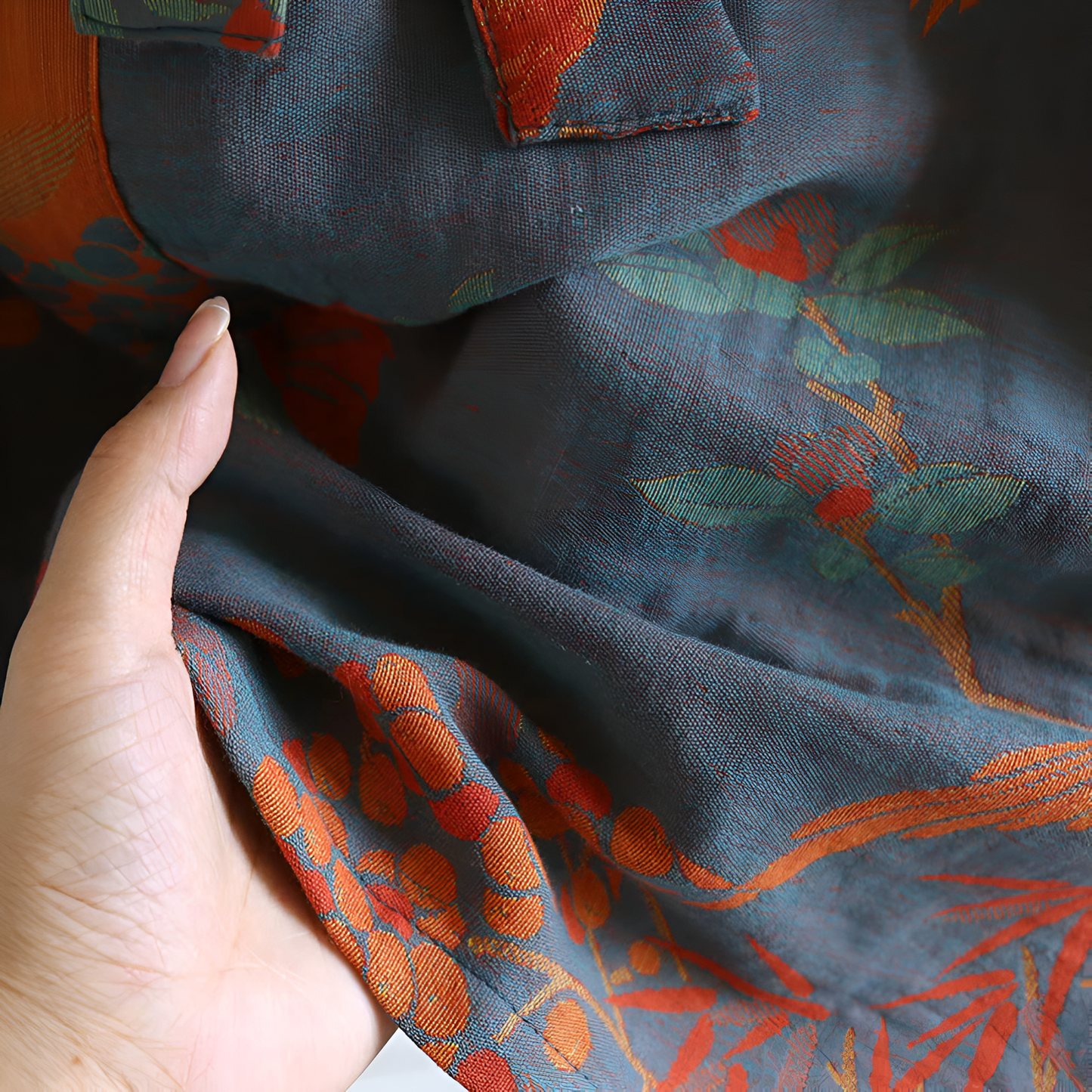 Lichte Retro Katoenen Badjas – Jacquard Ontwerp met Tailleband