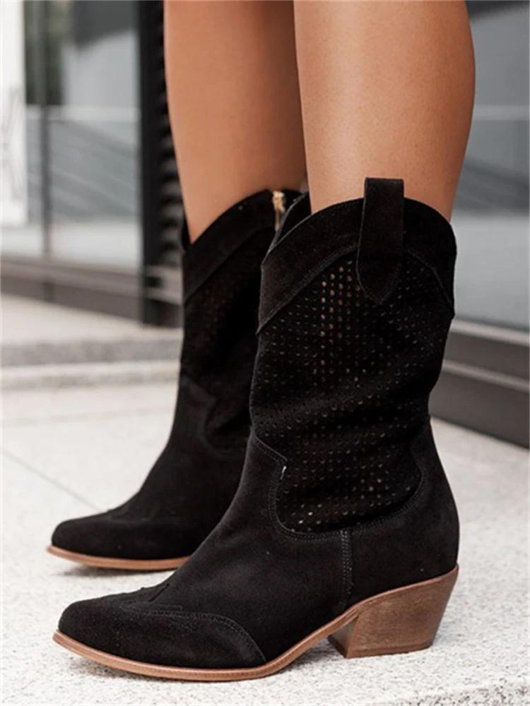 Dames Western Laarzen van Leer – Middelhoge Cowboystijl met Comfortvoering Model Alvara