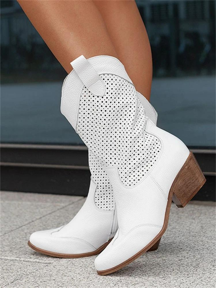 Dames Western Laarzen van Leer – Middelhoge Cowboystijl met Comfortvoering Model Alvara