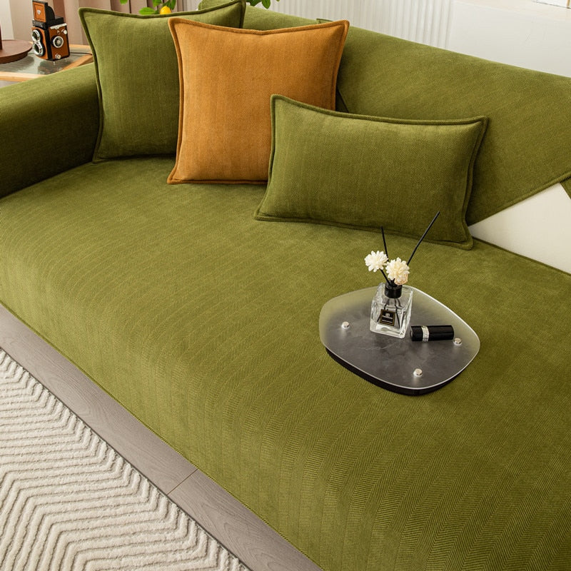Luxe SofaSafe Chenille Bankbeschermer met Antislip & Visgraatdesign