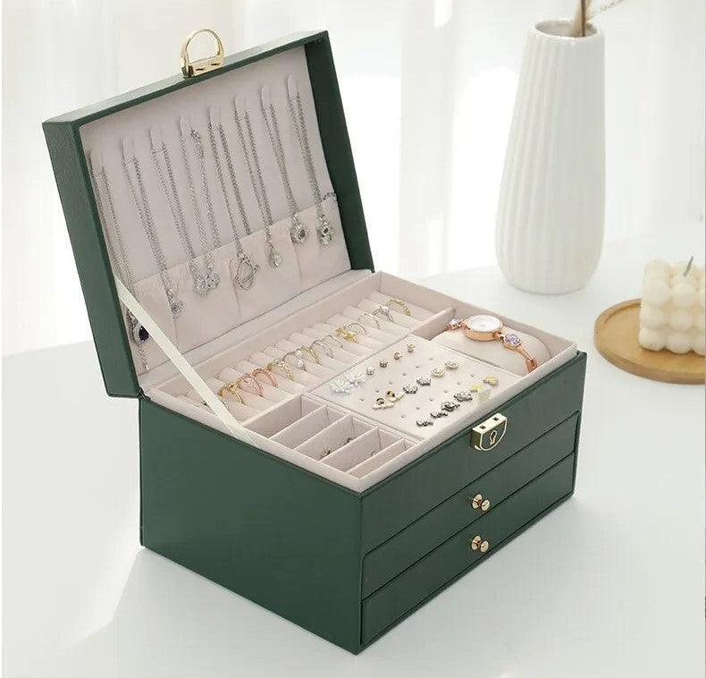 Videlia Luxe Sieradendoos – Meerdere lagen – Leren juwelendoos voor optimale sieradenopslag en bescherming