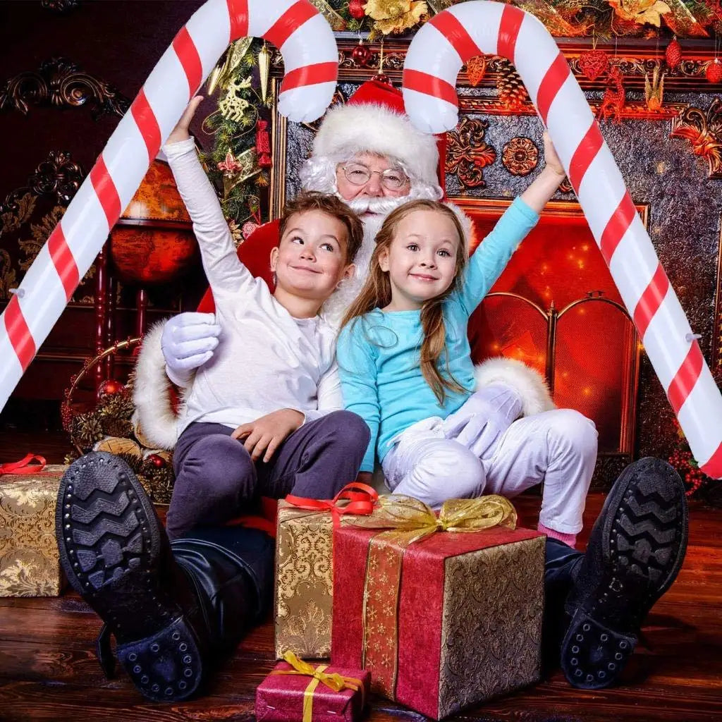 CandyFest Opblaasbare Kerst Snoepstokken – Set van 4 PVC Decoraties van 87 cm