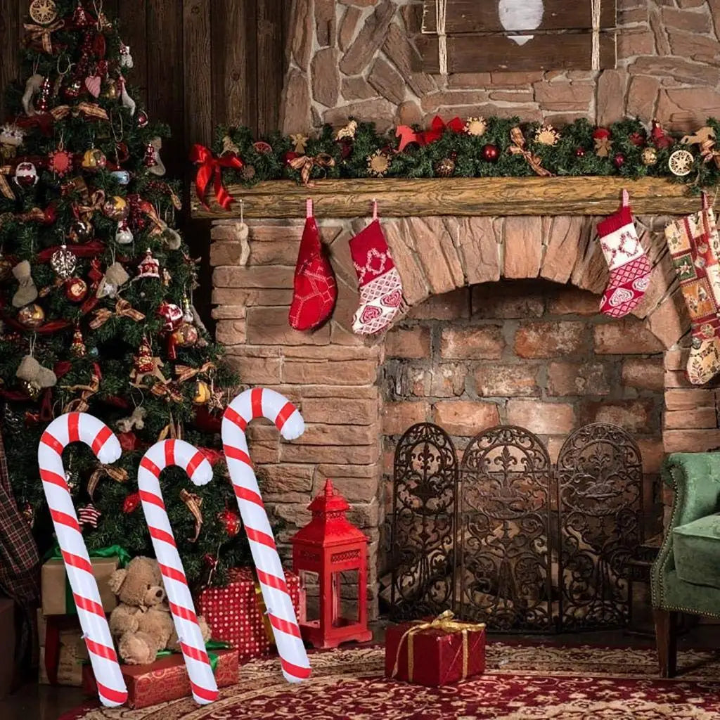 CandyFest Opblaasbare Kerst Snoepstokken – Set van 4 PVC Decoraties van 87 cm