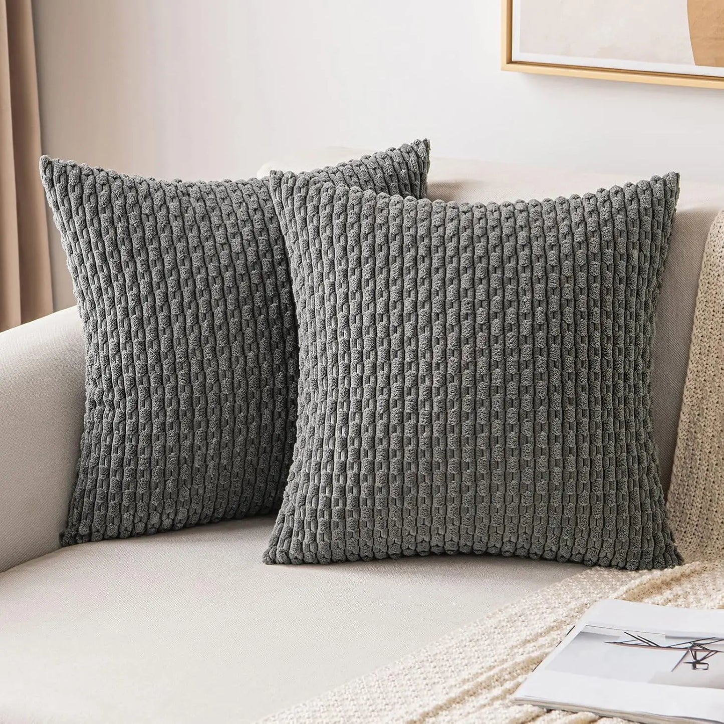 Boho Ribfluweel Kussenhoes – Stijlvolle Gestreepte Sierkussenhoes voor Bank of Bed