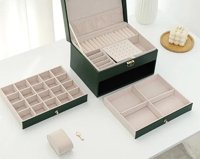 Videlia Luxe Sieradendoos – Meerdere lagen – Leren juwelendoos voor optimale sieradenopslag en bescherming
