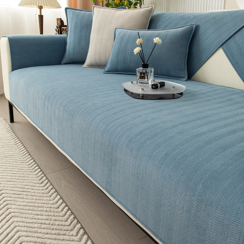 Luxe SofaSafe Chenille Bankbeschermer met Antislip & Visgraatdesign