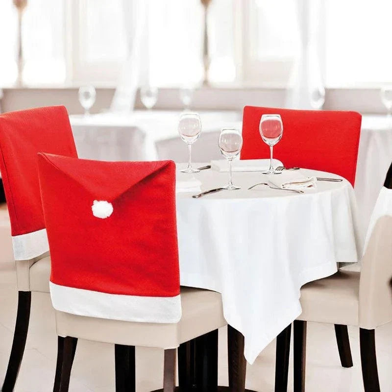 SantaSeat Kerst Stoelhoezen – Set van Decoratieve Stoelhoezen met Kerstman-ontwerp