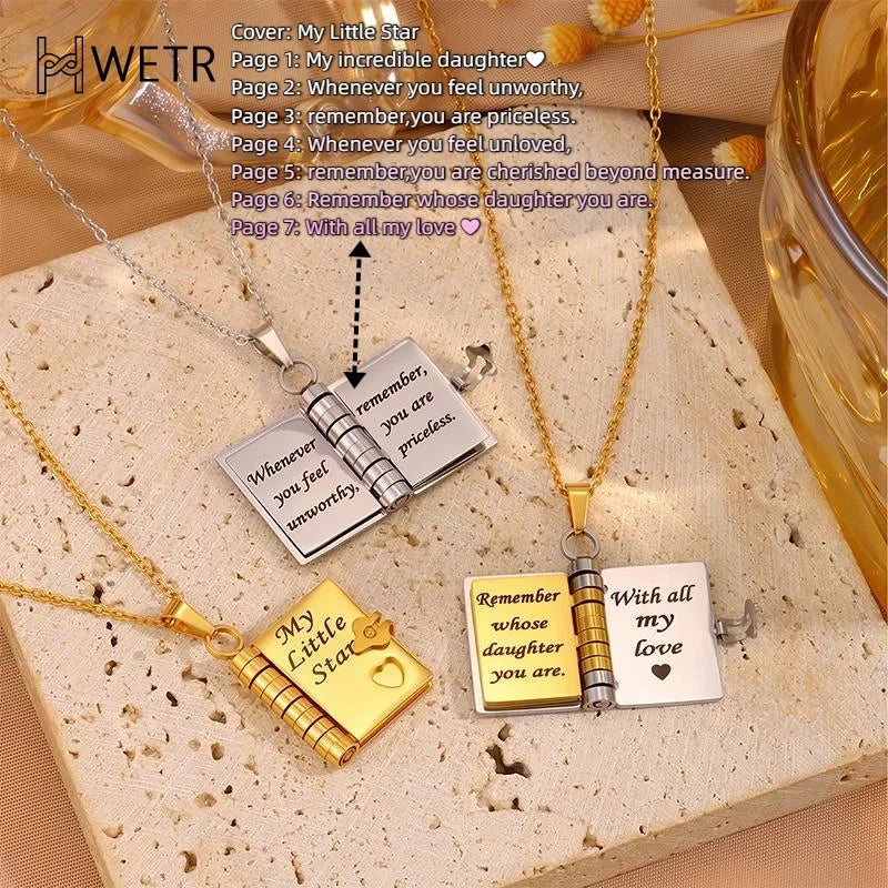 Herinnering Boekhanger Ketting – Symbolisch Sieraad met Liefdevolle Boodschap