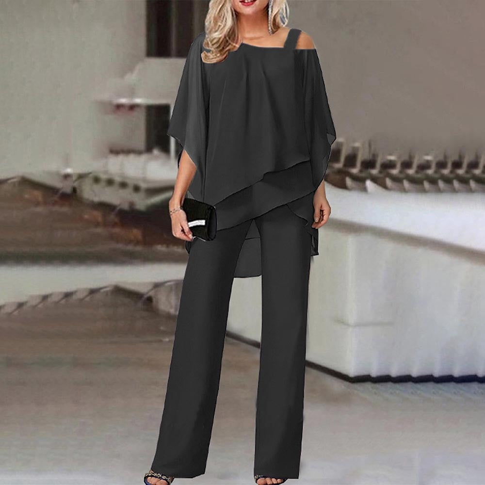 Elegante Dames Jumpsuit – Cold-Shoulder Overall met Lange Broekspijpen