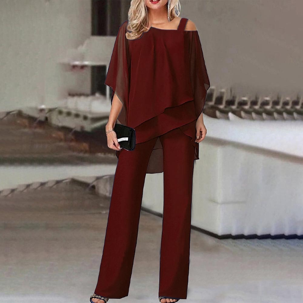 Elegante Dames Jumpsuit – Cold-Shoulder Overall met Lange Broekspijpen