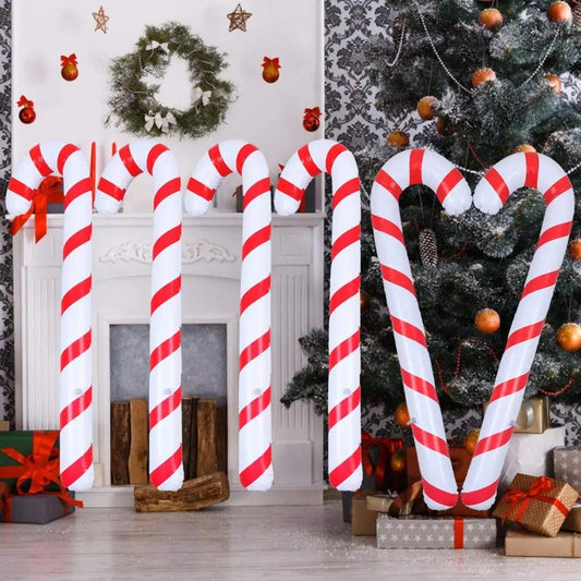 CandyFest Opblaasbare Kerst Snoepstokken – Set van 4 PVC Decoraties van 87 cm