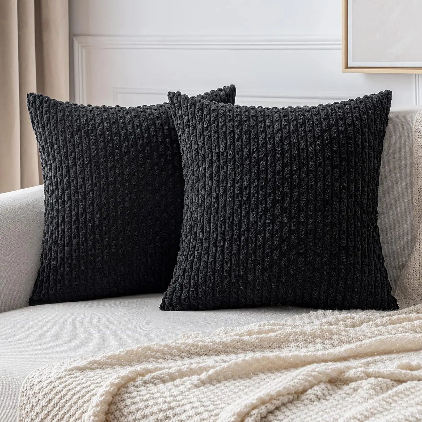 Boho Ribfluweel Kussenhoes – Stijlvolle Gestreepte Sierkussenhoes voor Bank of Bed