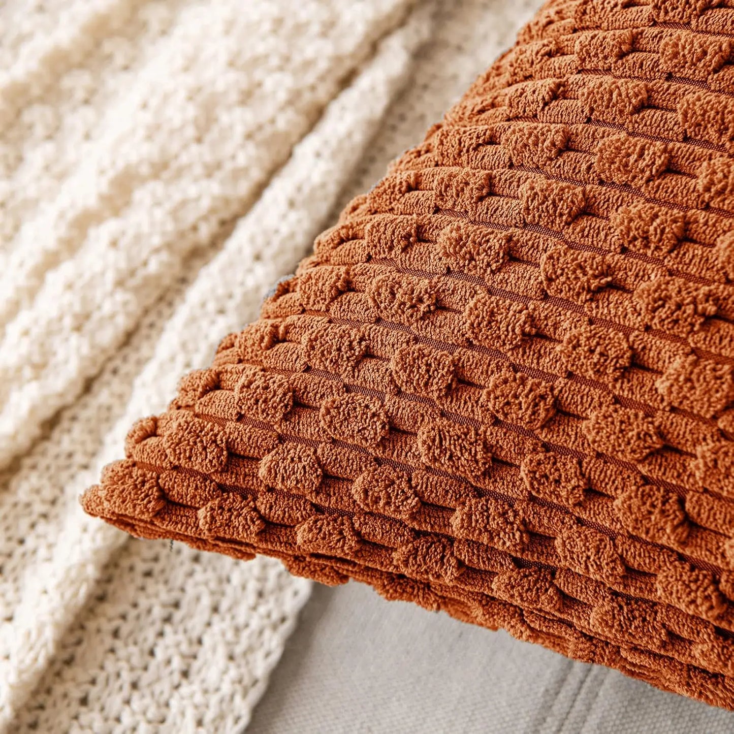 Boho Ribfluweel Kussenhoes – Stijlvolle Gestreepte Sierkussenhoes voor Bank of Bed