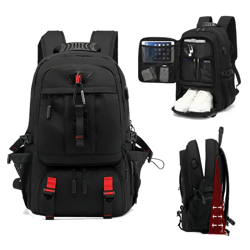 TechTrek Pro Explorer Rugzak met USB-poort – 50L-80L Reiscapaciteit