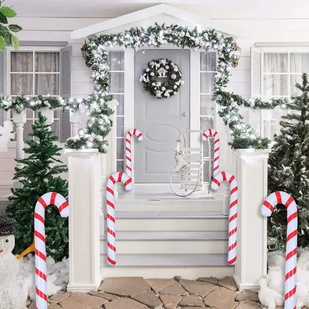 CandyFest Opblaasbare Kerst Snoepstokken – Set van 4 PVC Decoraties van 87 cm