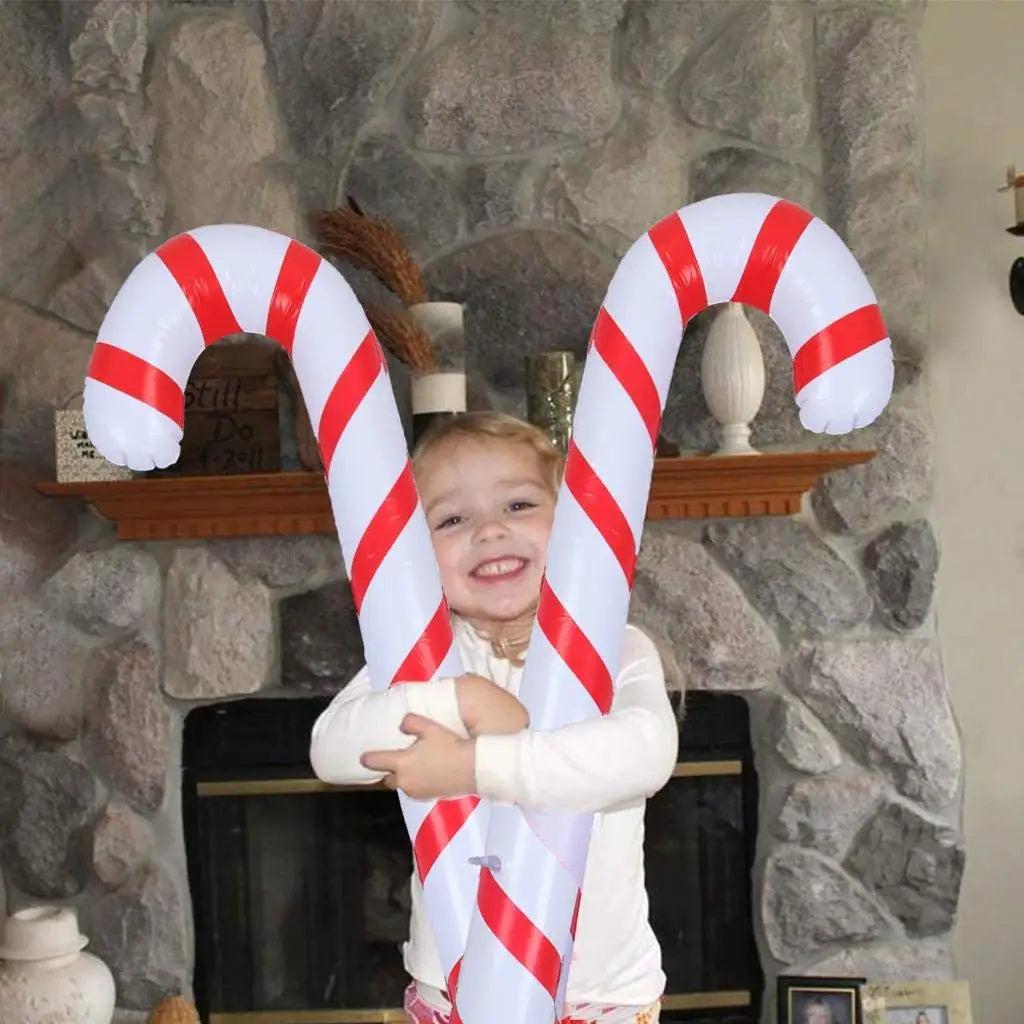 CandyFest Opblaasbare Kerst Snoepstokken – Set van 4 PVC Decoraties van 87 cm