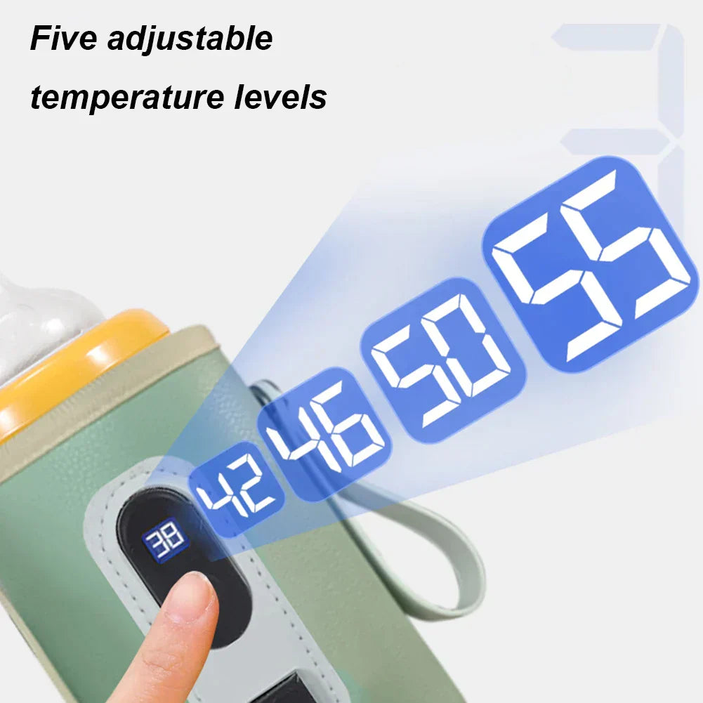 WarmEasy Draagbare Flessenwarmer – USB Oplaadbaar met Digitaal Display