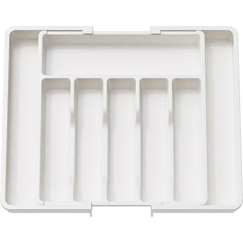 Uitschuifbare bestekorganizer met verstelbare vakken | 38×35 cm | PP-kunststof