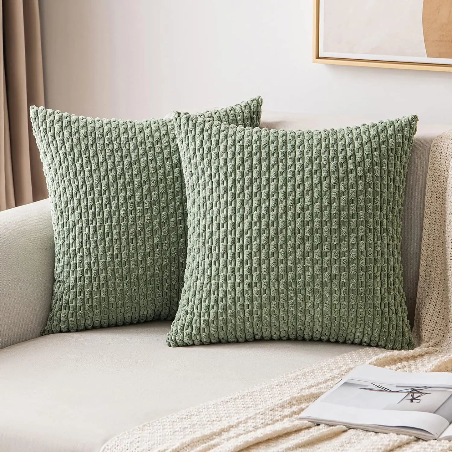 Boho Ribfluweel Kussenhoes – Stijlvolle Gestreepte Sierkussenhoes voor Bank of Bed