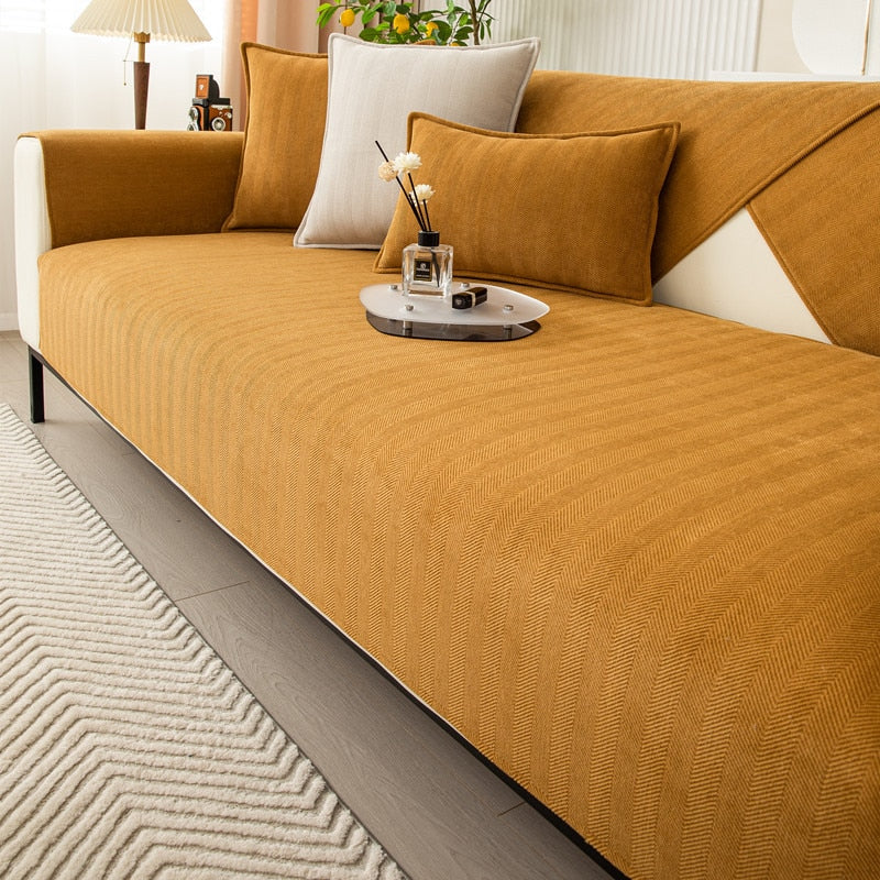 Luxe SofaSafe Chenille Bankbeschermer met Antislip & Visgraatdesign