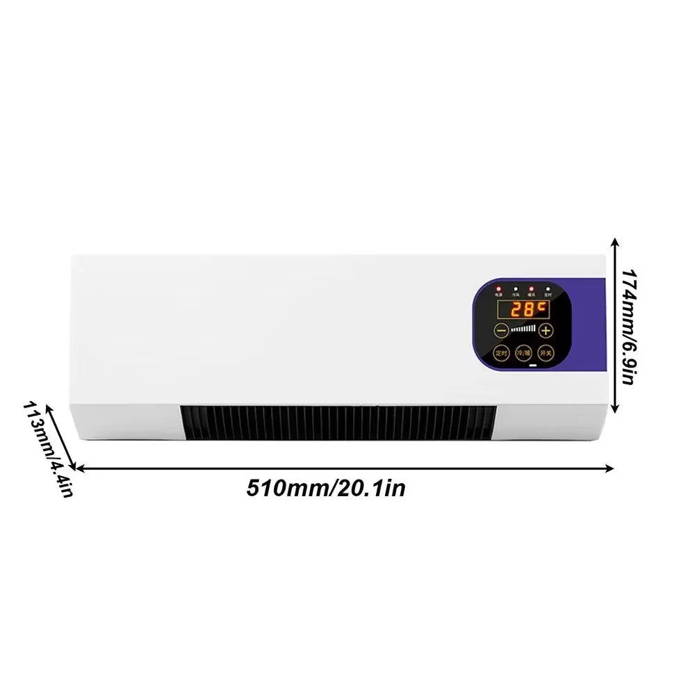 KlimaFlow Wandventilator met Keramische Verwarming en Afstandsbediening