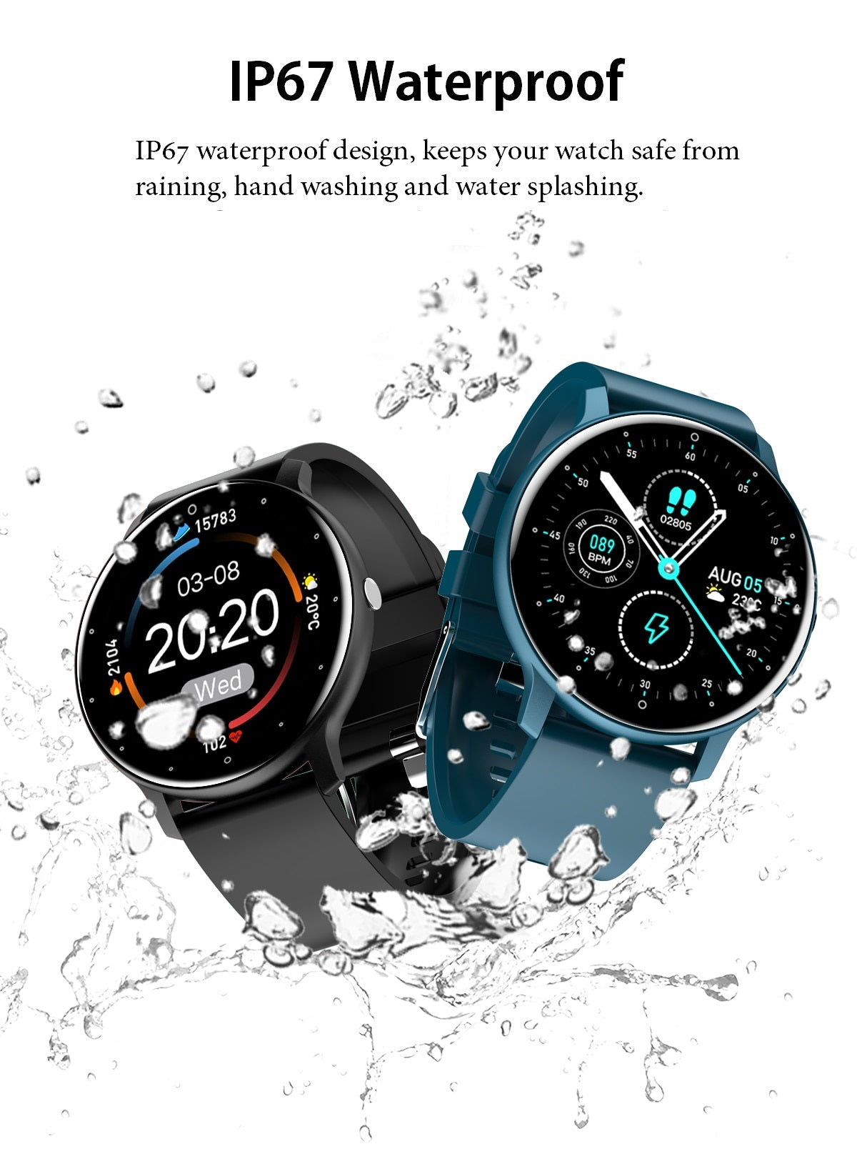 PulseTrack Slim Smartwatch – Waterdicht, Gezondheidsmonitoring & Full-Touchscreen