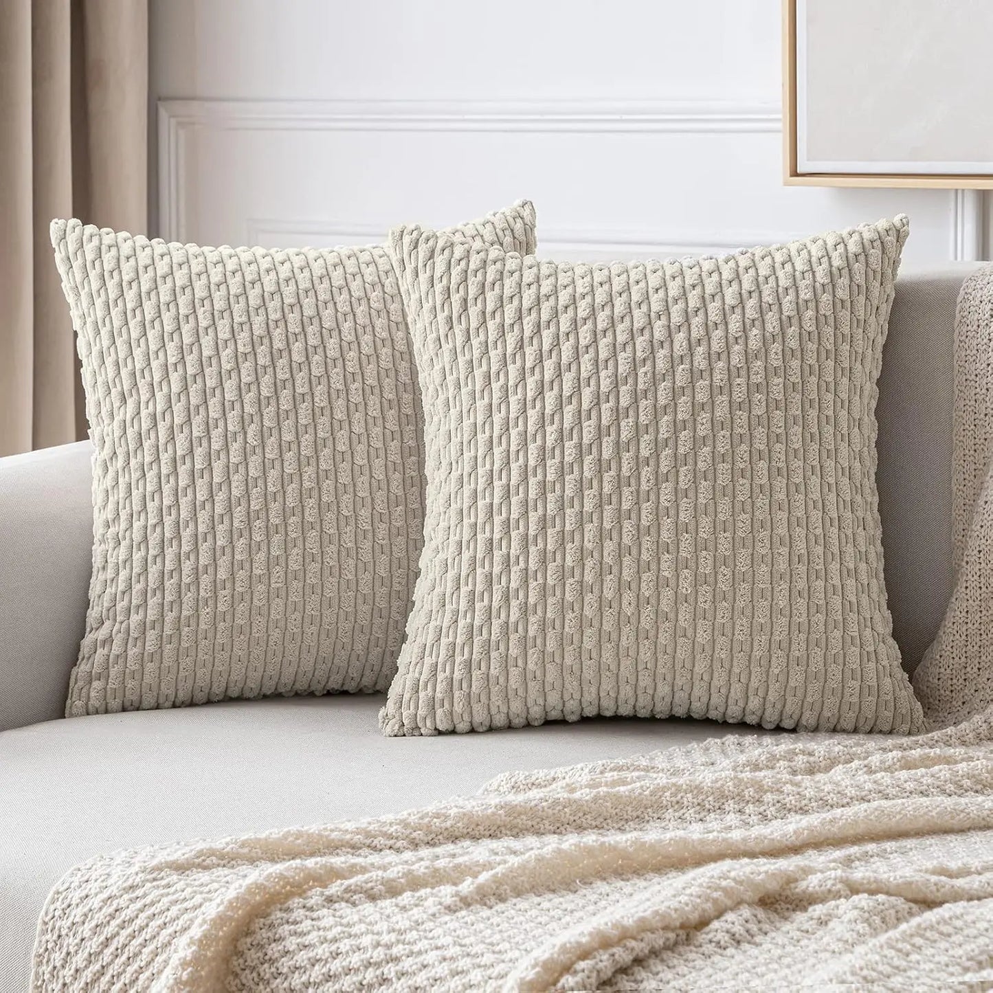 Boho Ribfluweel Kussenhoes – Stijlvolle Gestreepte Sierkussenhoes voor Bank of Bed