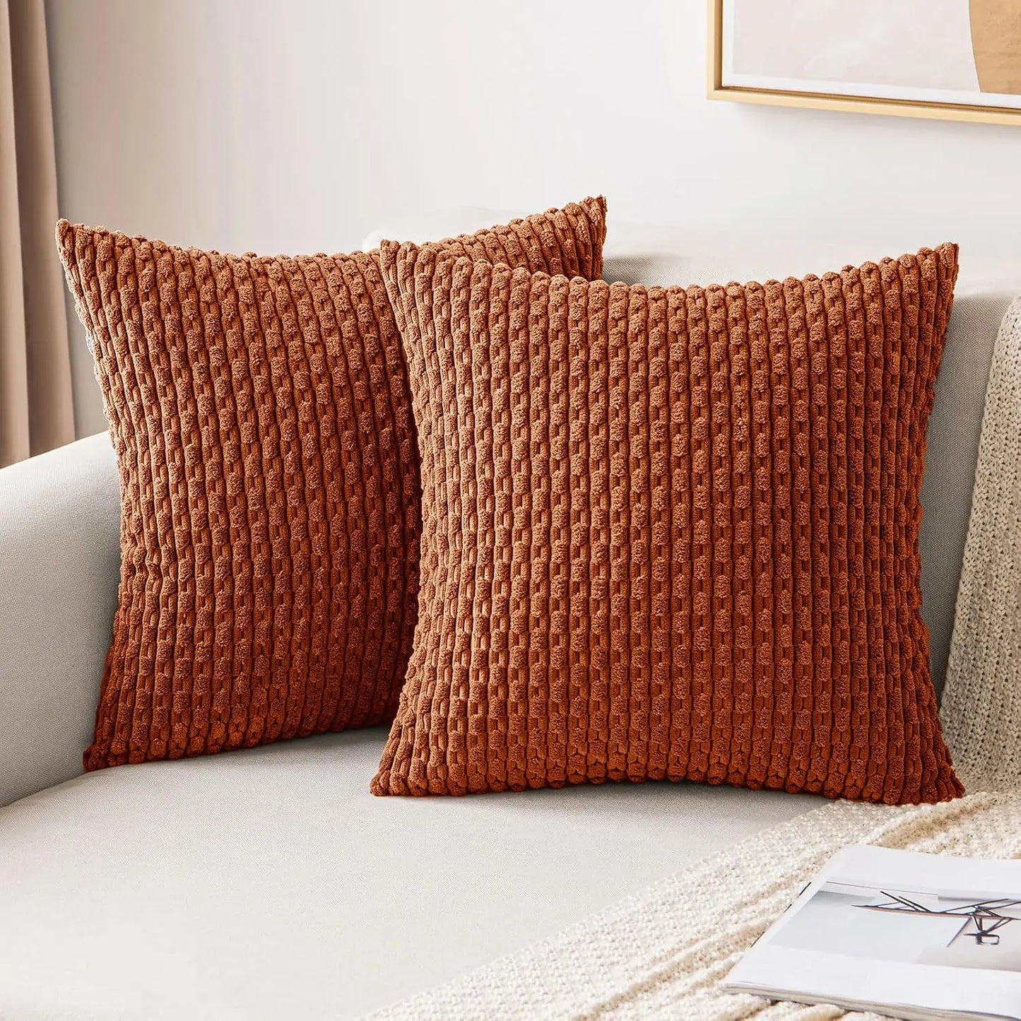 Boho Ribfluweel Kussenhoes – Stijlvolle Gestreepte Sierkussenhoes voor Bank of Bed