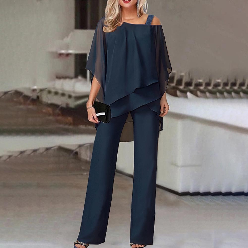 Elegante Dames Jumpsuit – Cold-Shoulder Overall met Lange Broekspijpen