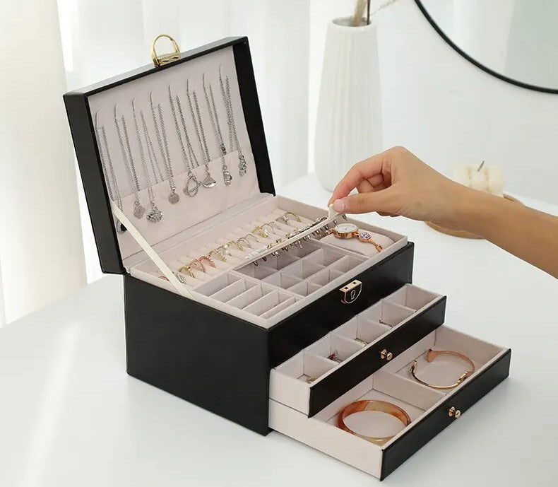 Videlia Luxe Sieradendoos – Meerdere lagen – Leren juwelendoos voor optimale sieradenopslag en bescherming