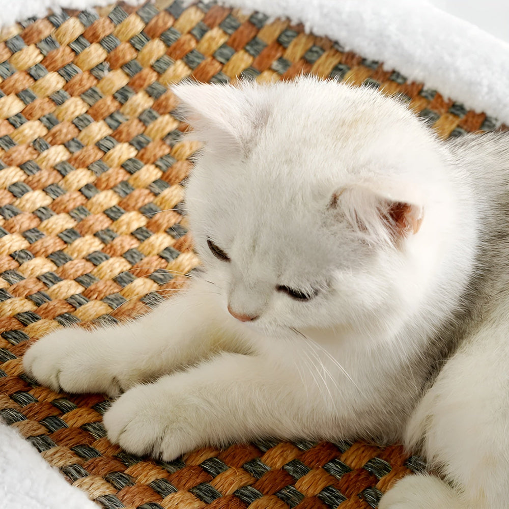 Luxe Kattenbed met Kraboppervlak – Pluche 2-in-1 Kattenmeubel
