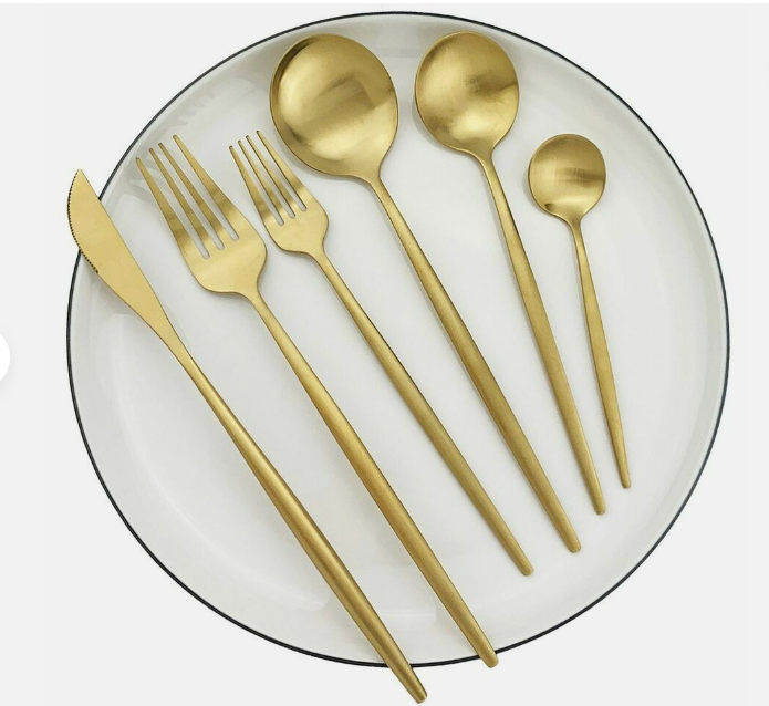 Minimalistisch Bestekset 20-Delig - RVS met Gouden Coating