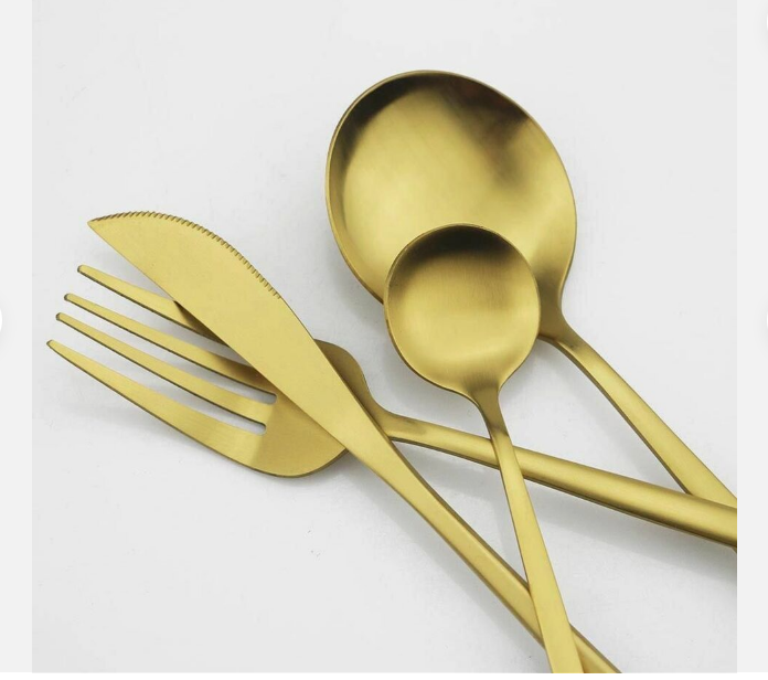 Minimalistisch Bestekset 20-Delig - RVS met Gouden Coating