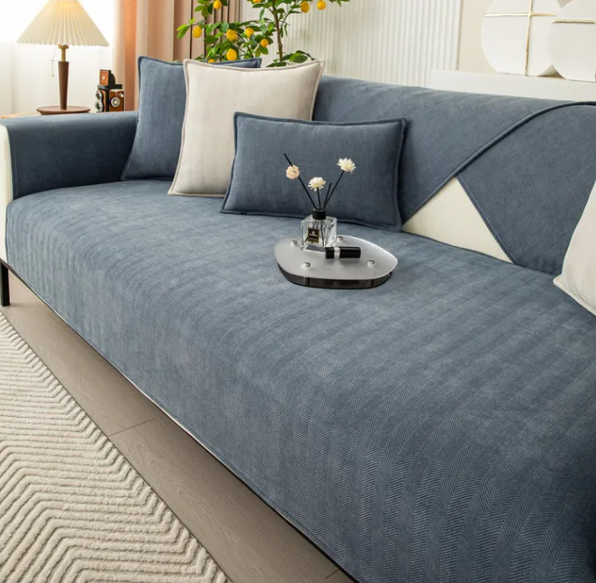Luxe SofaSafe Chenille Bankbeschermer met Antislip & Visgraatdesign