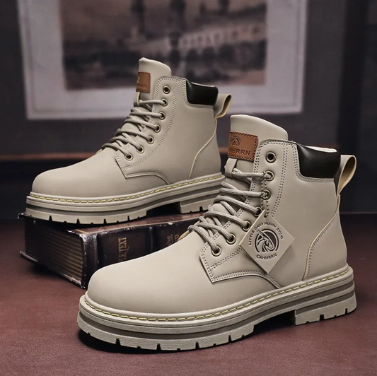 Comfortabele Heren Veterboots – Leren Steunlaarzen met Antislipzool
