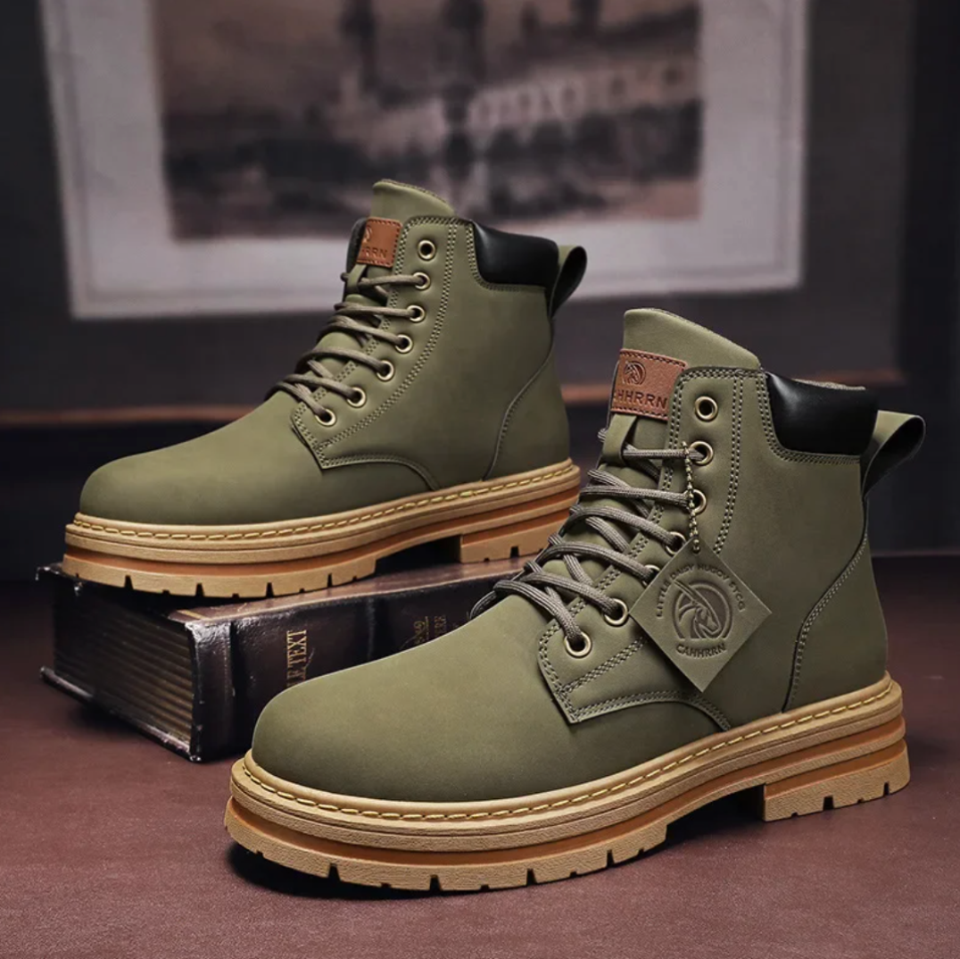 Comfortabele Heren Veterboots – Leren Steunlaarzen met Antislipzool