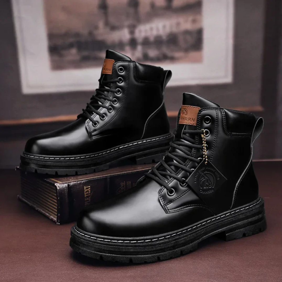 Comfortabele Heren Veterboots – Leren Steunlaarzen met Antislipzool