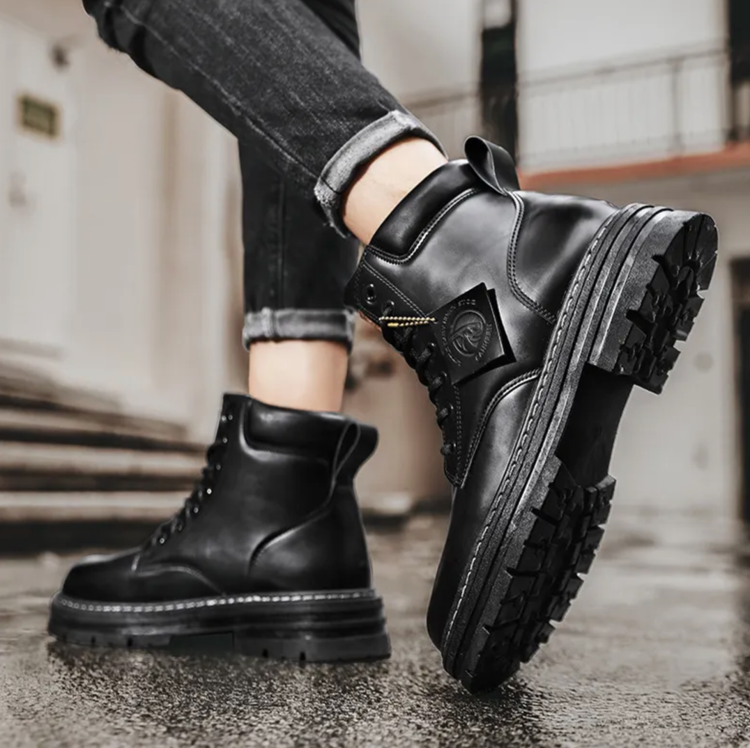 Comfortabele Heren Veterboots – Leren Steunlaarzen met Antislipzool
