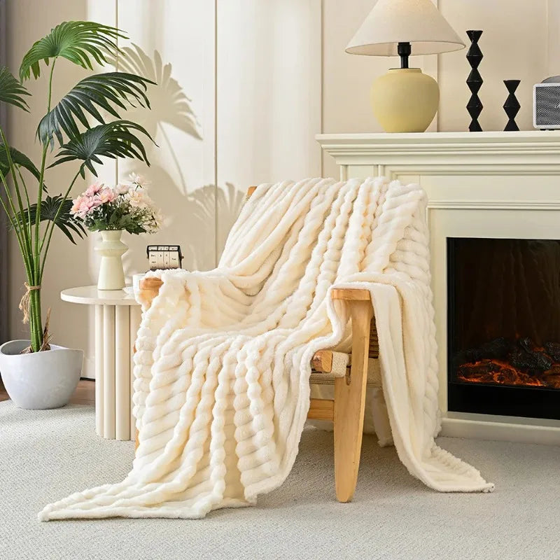 Koraalvlies Fleece Knuffelplaid - Zachte Winterdeken voor Bank en Bed