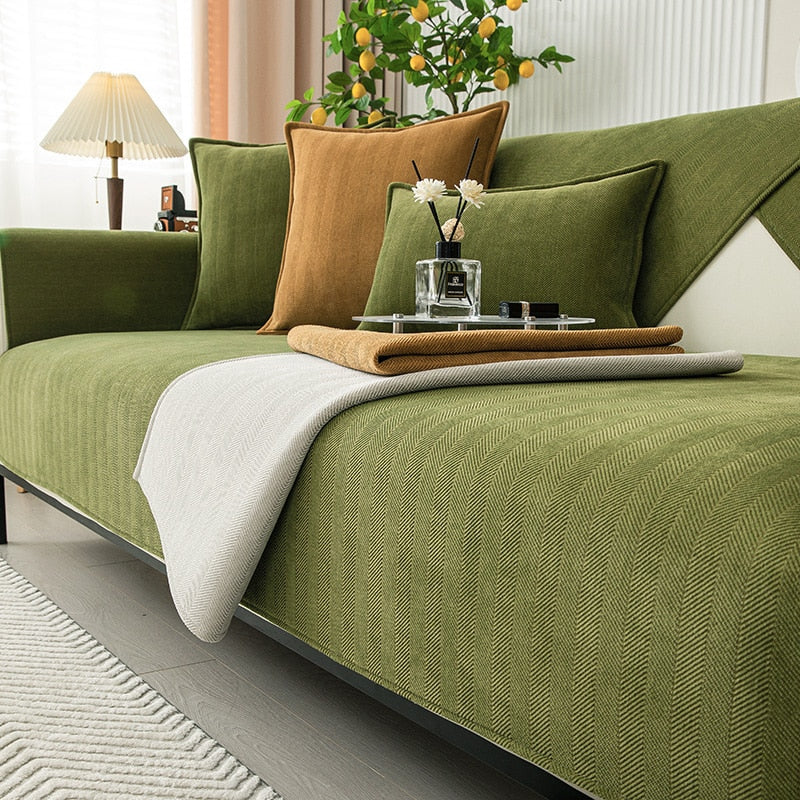 Luxe SofaSafe Chenille Bankbeschermer met Antislip & Visgraatdesign