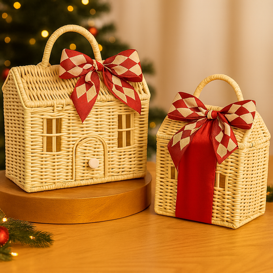 Serava Opbergmand met Strik – Decoratieve en Functionele Mand voor Huis of Kantoor