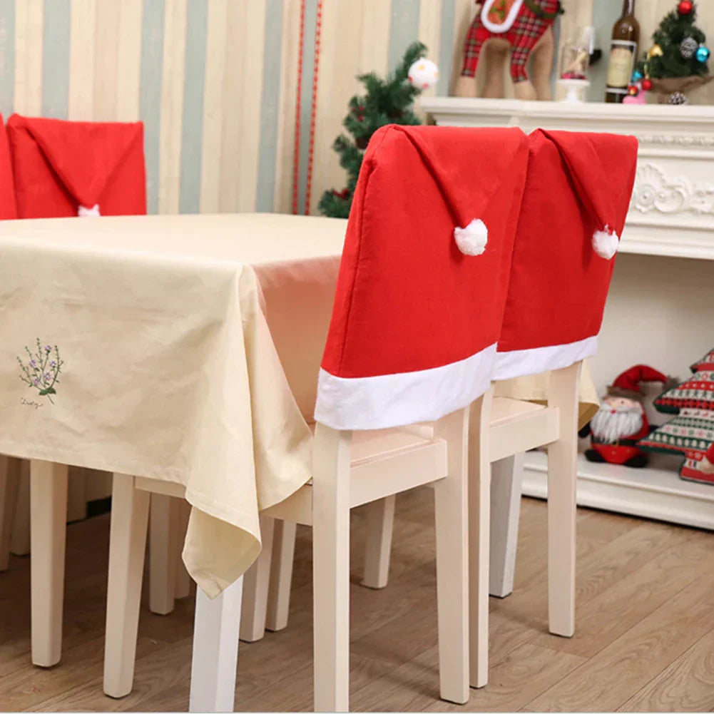 SantaSeat Kerst Stoelhoezen – Set van Decoratieve Stoelhoezen met Kerstman-ontwerp