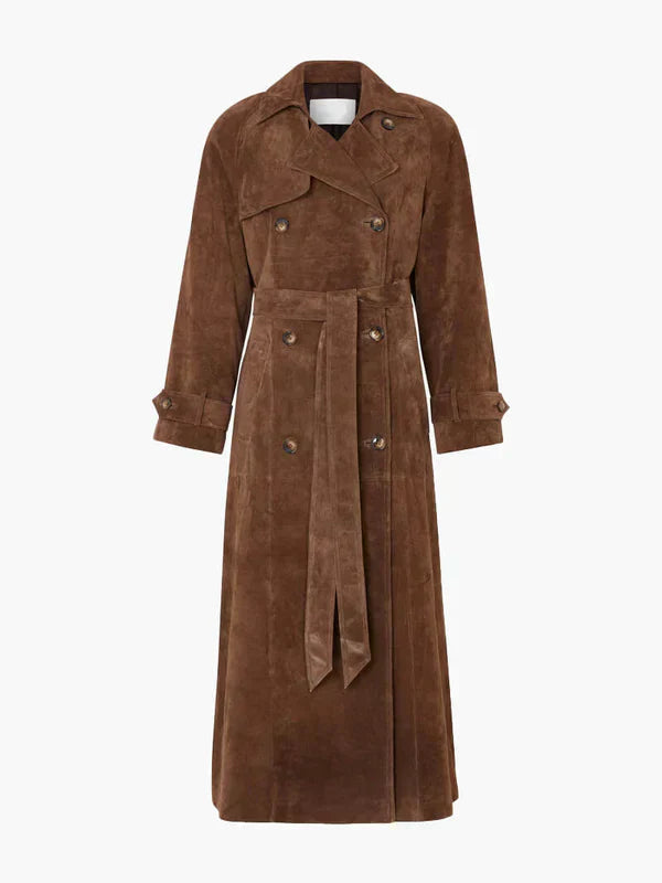 Trenchcoat Suède Elvira – Tijdloze Elegantie met Moderne Twist