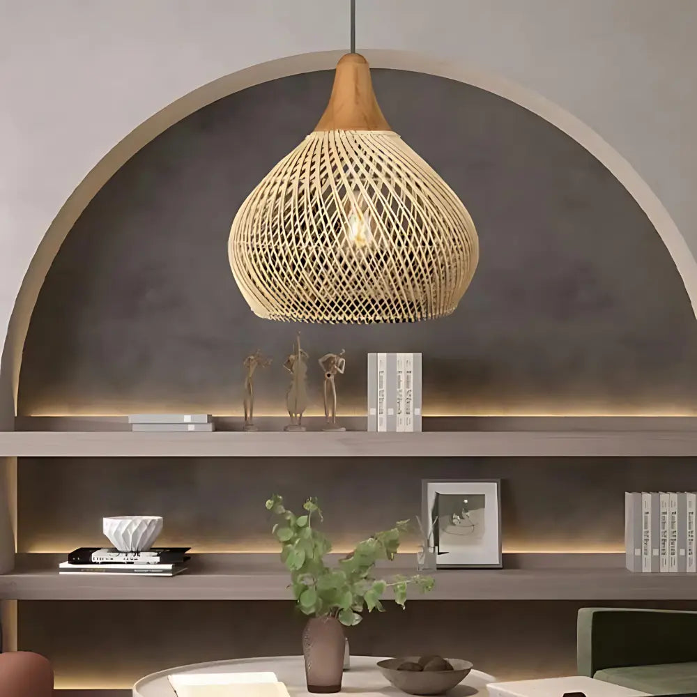 SolsticeGlow - Rieten handgemaakte lamp