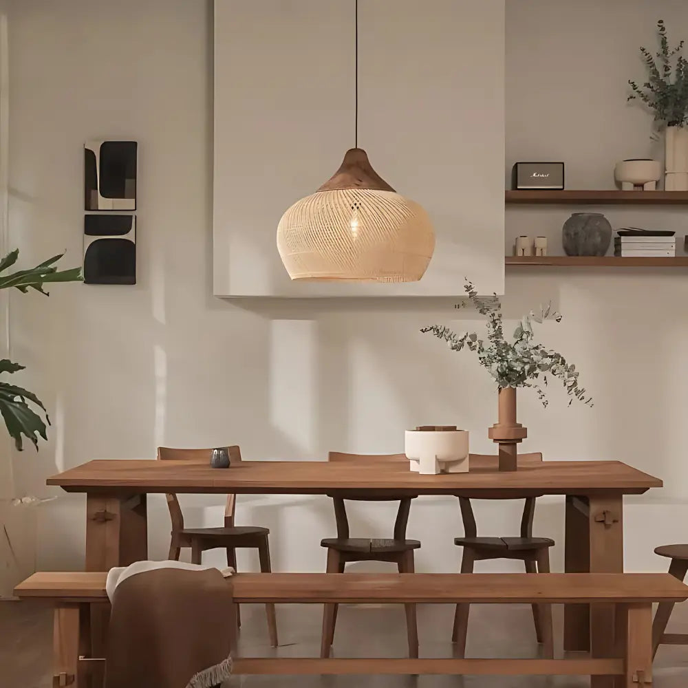 SolsticeGlow - Rieten handgemaakte lamp