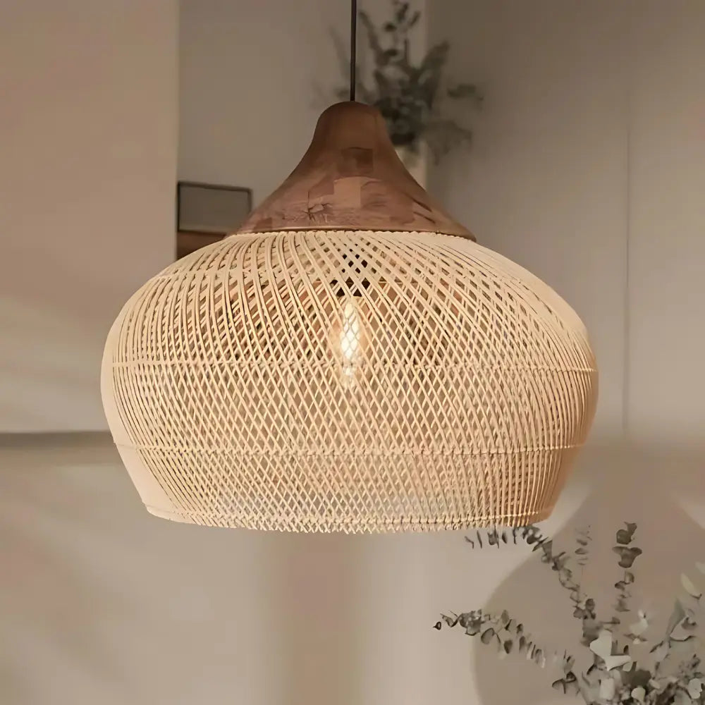 SolsticeGlow - Rieten handgemaakte lamp