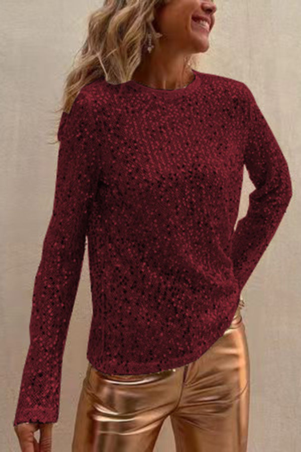 Sonia Pailletten Lange Mouw Blouse